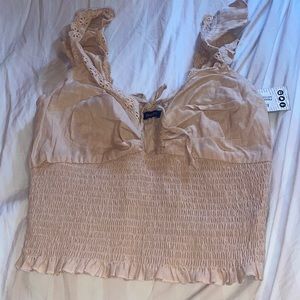 Ruffle Sleeve Shirred Top